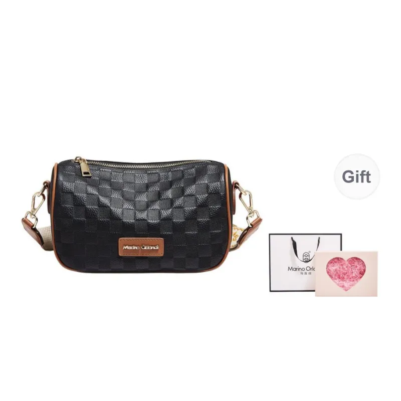 Marino Orlandi Genuine Leather, Top Grain Cow Leather Shoulder Bag Dumpling Bag Women's Black/Ecru-16