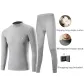 Thermal Underwear Tops+Long Johns Clothing Sets (Light Heather Gray)-Pure Cotton, Skin-Friendly/3A Antibacterial/Windproof Mock Neck