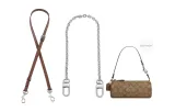 1.1 Brown Plain Silver-Tone Lock Adjustable Shoulder Straps 90-120cm+40cm Silver Decorative Chain