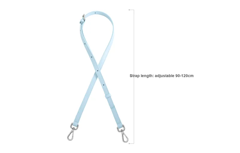 Lan Bao Fan Cow Leather Bag Strap Unisex Ecru/Light Blue-6