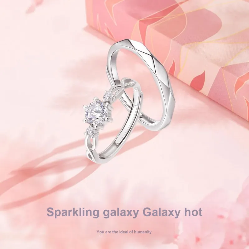 NUSQ Sterling Silver With Zircon Rings Unisex-4