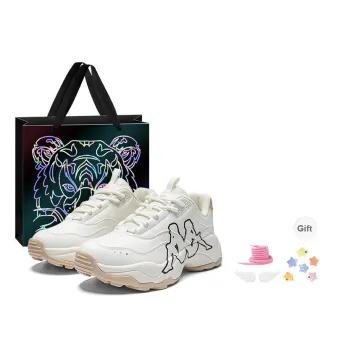 Kappa Anti-Slip And Wear-Resistant Height Increasing Low-Top Chunky Sneakers Unisex White