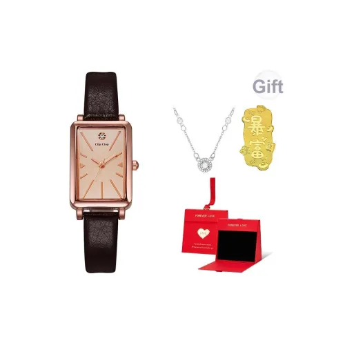 Clip Clop Кварцевый механизм искусственная кожа ремешок женские часы золотой циферблат