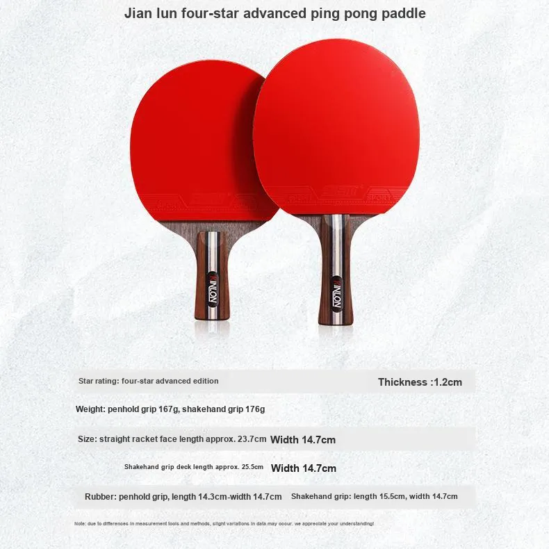 JEEANLEAN Ping Pong Paddles Unisex Red-5