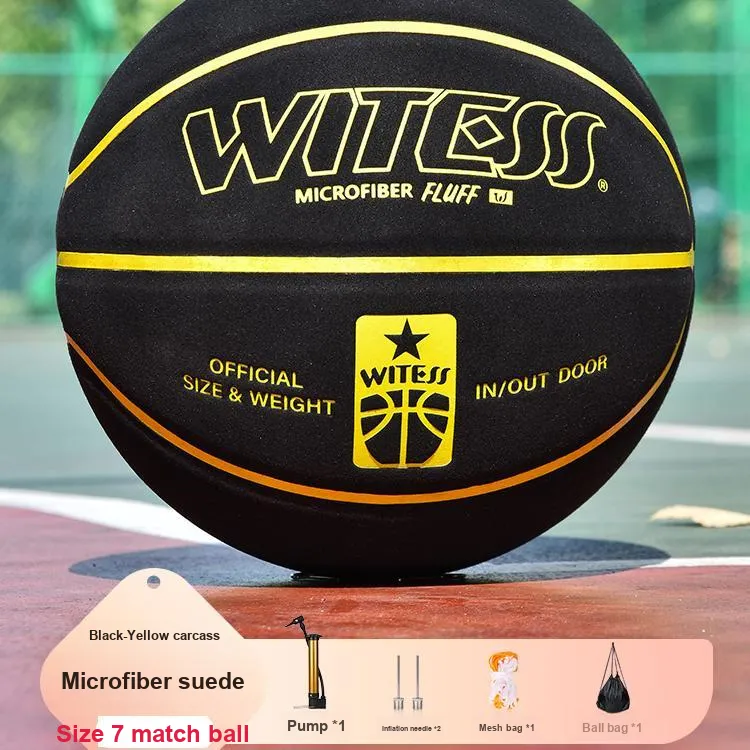 WITESS Microfiber Leather Basketball Black Size 7 Training Unisex-1