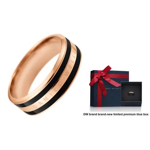 Daniel Wellington Сплав Кольца Унисекс Розовое золото Обсидиан Черный Контраст