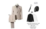 Clothing Sets (Apricot Business Suit+Apricot Suit Pants) with Tie+Black Shirt+Belt+Cotton Socks