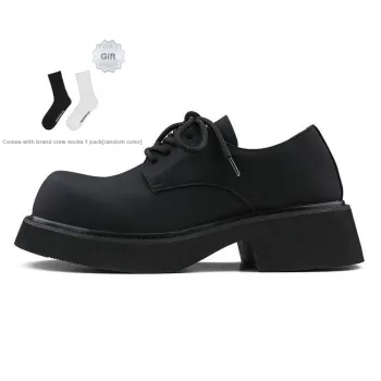 HANQIAORIJI Black Blood Series Big Head Casual Derby Shoes Unisex Black