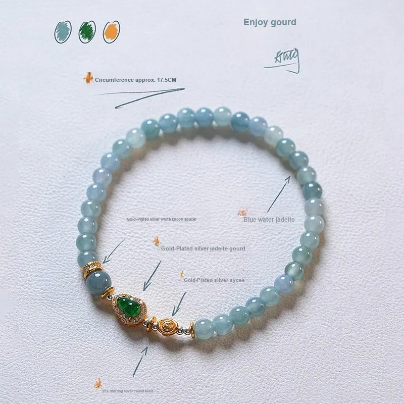 Amy's Garden Glutinous Jade Blue Water Jadeite Bracelet Women's-3