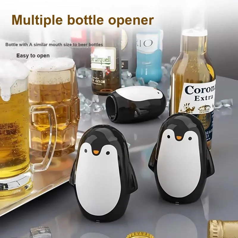 Evening Tang Penguin Push Button Bottle Opener Cartoon Portable Beer Bottle Opener Creative Multifunction-3