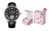 Heart-Fluttering Box-L-9162 Silver Case Black Dial Black Strap