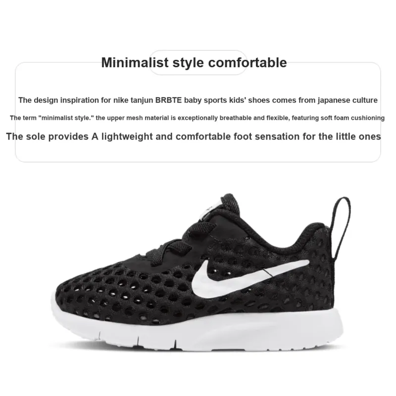 Nike Br Bte Slip Resistant Cushioning Abrasion Resistant Breathable Low Top Sports Casual Shoes Black White Baby-1