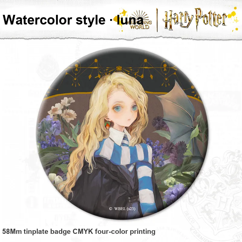 HARRY POTTER Harry Potter Hermione Granger Ron Luna Malfoy Watercolor Style Figure Print Badge Tinplate Badge Badges-7