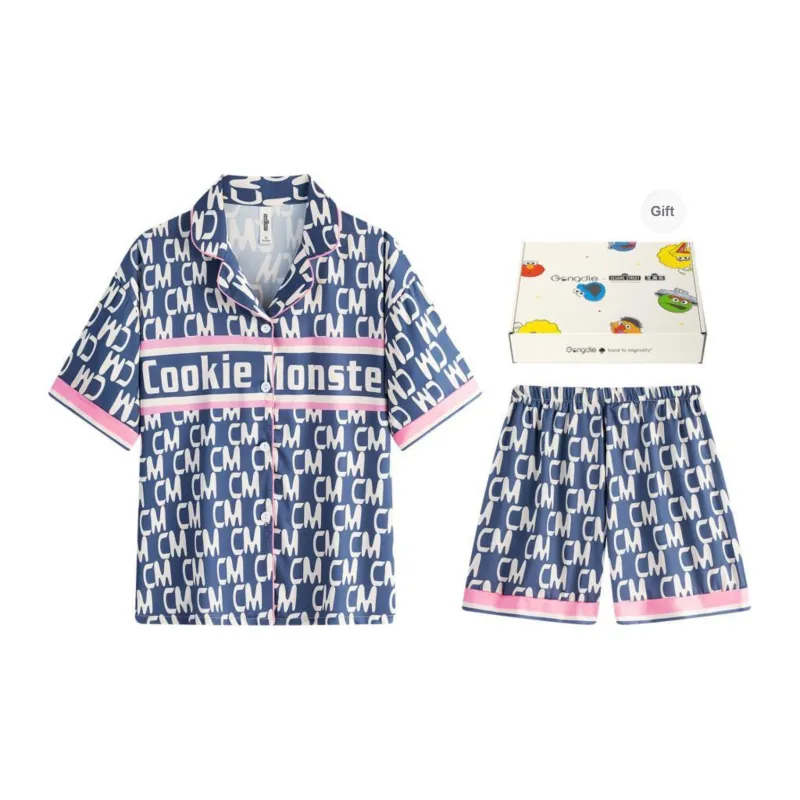 Gongdie x SESAME STREET Pajama Set Unisex Blue Gift Box Set-0