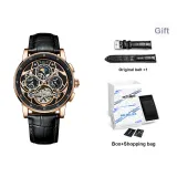 Rose Gold Case Black Dial Belt Style[Includes Genuine Leather Strap]