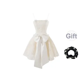 JSUHH Slip Dresses Women's White+Hair Tie Comes With