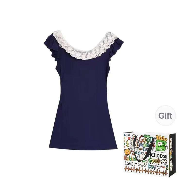 DEDY Short Sleeved Dress Women's Navy Blue-1