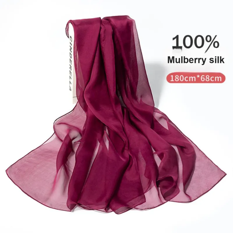 Shanghai Story 100% Mulberry Silk Silk Scarves Women's Dusty Pink Gradient Gift Box Set-17