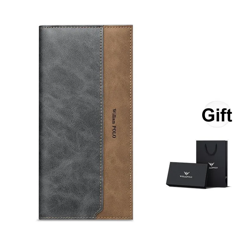 WilliamPOLO Microfiber Synthetic Leather Wallet Multifunction Card Holder Regular Unisex Blue Gray