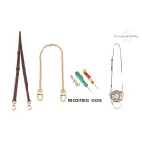 Cognac Round Bag Makeup Bag Modified Shoulder Strap+Gold Chain