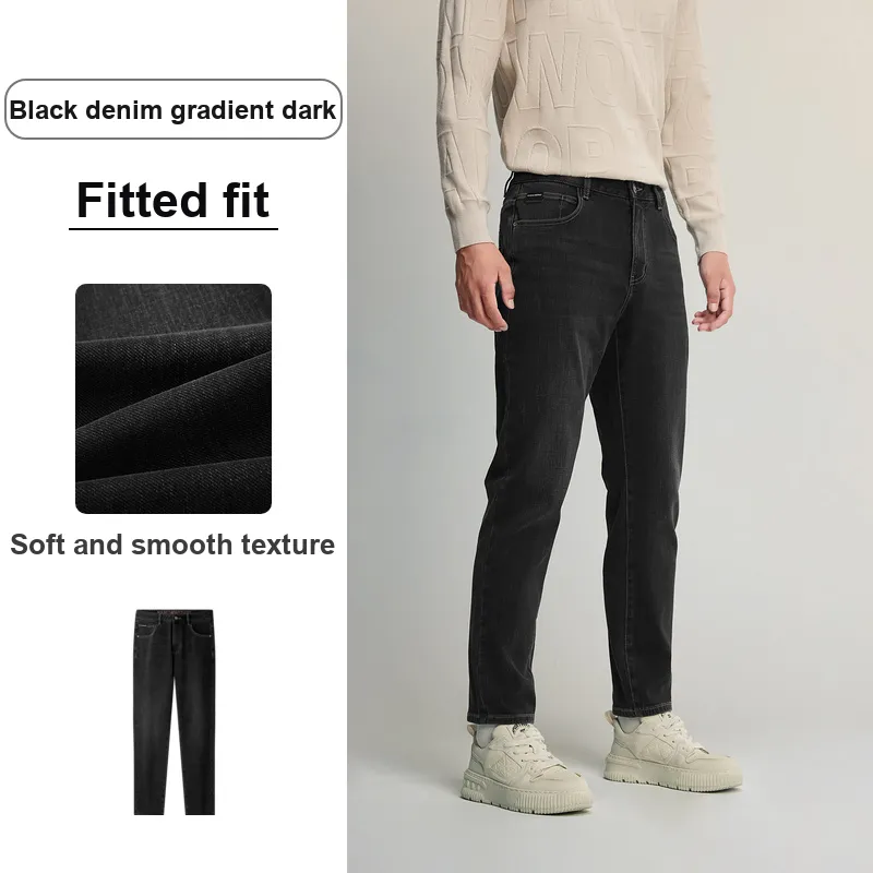 HLA Jeans Men Black Denim Gradient Dark 9F-3