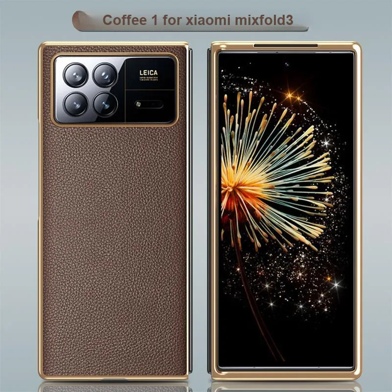 ZHUOJI Vegan Leather Material Foldable Display Leather Litchi Grain Phone Case Compatible With Xiaomi MixFold 3-7