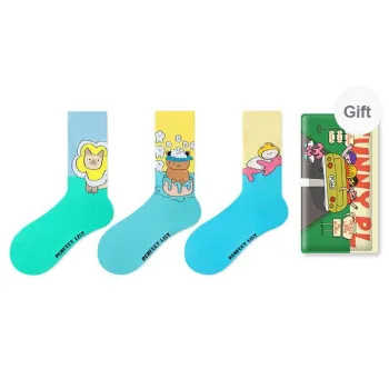 PL Mid Calf Socks Unisex Shopping Bag 3 Pack Mixed Color