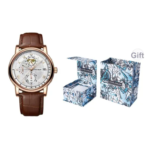 LOUIE JUELEN Voyager Collection Кварцевый механизм Естественная кожа Ремешок Часы Мужские Белый циферблат