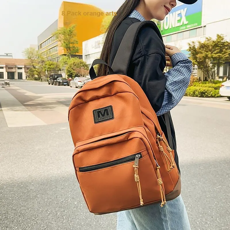 Yalu Nylon Backpack Regular Unisex Gray/Orange/Blue/Red-16