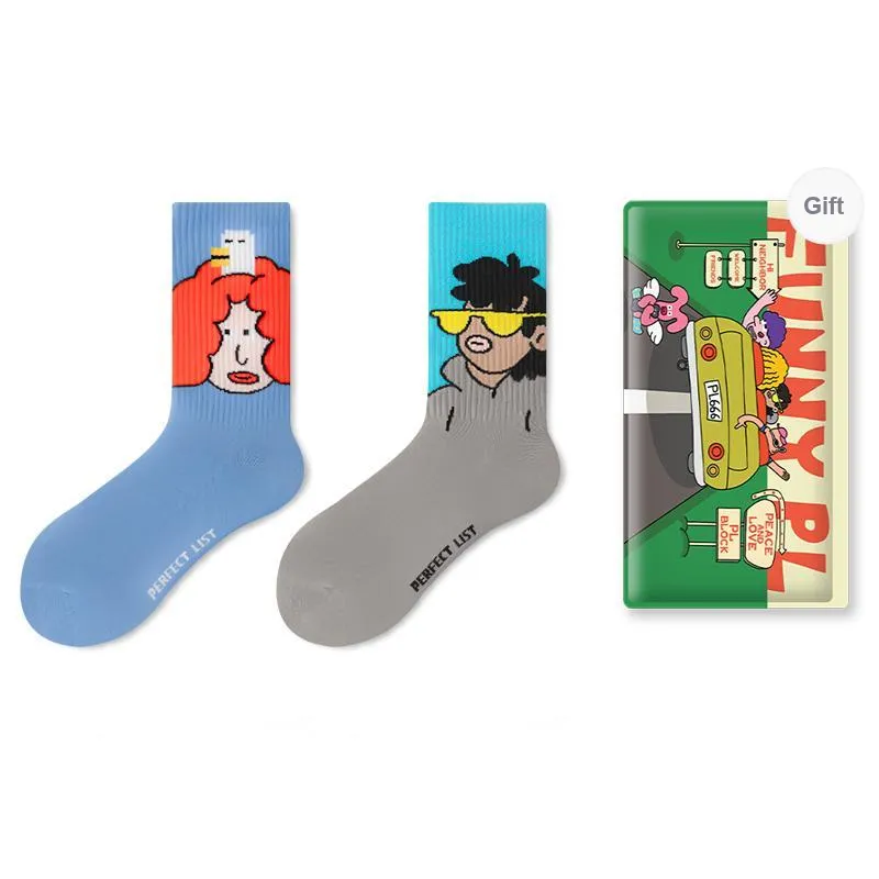 PL Mid Calf Socks Unisex Shopping Bag 2 Pack Mixed Color-21