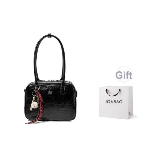 JONBAG Сумка из синтетической кожи Boston Сумка через плечо Женская Черная с масляным восковым покрытием Белая