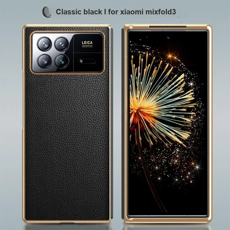 ZHUOJI Vegan Leather Material Foldable Display Leather Litchi Grain Phone Case Compatible With Xiaomi MixFold 3-3