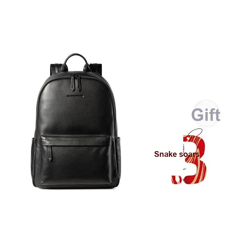 Sharkborough Top Grain Cow Leather Backpack Tubas Men's Black