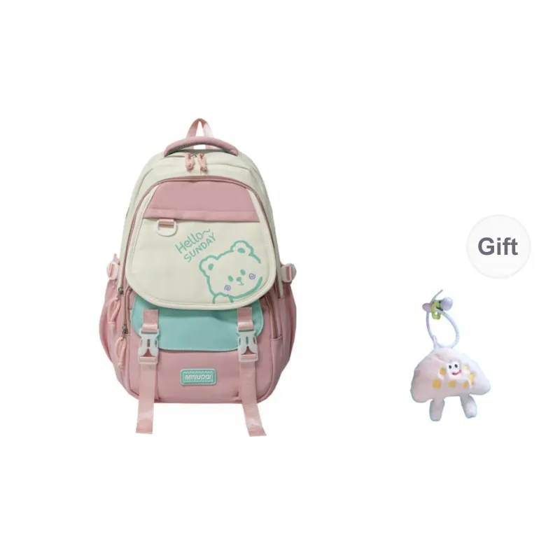 URBAN FOREST Twill Backpack Unisex Black/Pink/Purple/Khaki/Light Green-2