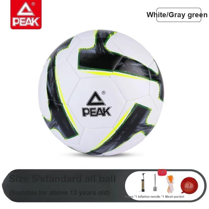 PEAK Size 5 Size 4 Ball Soccer PU Machine Stitched Soccer Ball Unisex White Gray-4
