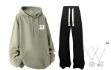 Moss Green+Black Casual Pants K097 (Comes with Necklace)