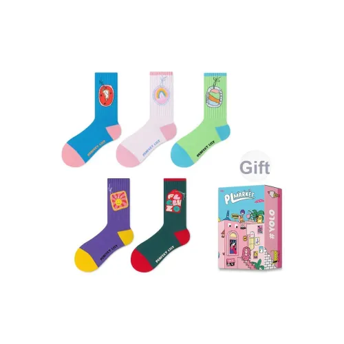 PL Этикетка Модные носки 5 пар Унисекс MID Носки до икры