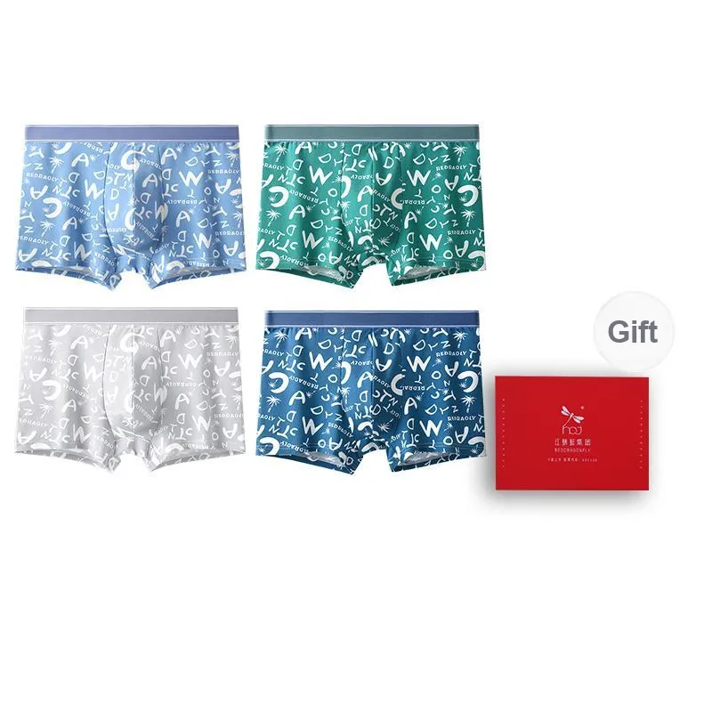 RED DRAGONFLY 100% Cotton Underpants, Skin Friendly And Comfortable Men's Box 4 Pack-10