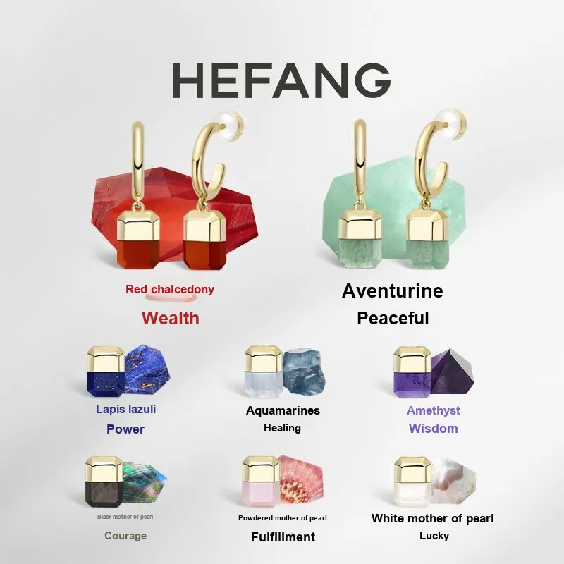 HEFANG Candy Series Copper Alloy Lucky Sugar Cube Hoop Earrings Women's-1