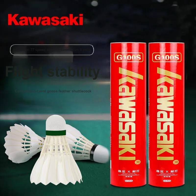 Kawasaki G100S 6 Pack Goose Feather All Round Goose Feather Indoor And Outdoor Training Shuttlecocks-1