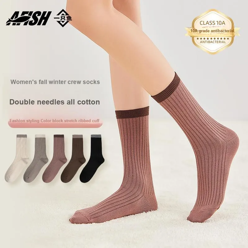 AFISH Mid Calf Socks Women's Shopping Bag 5 Pack-0