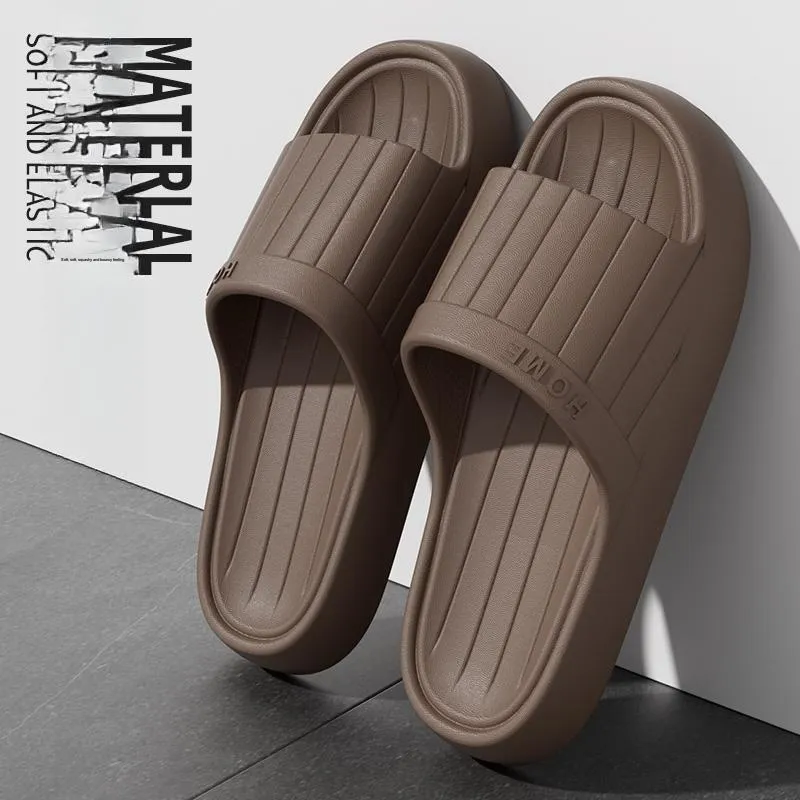 Foot Recreation Minimalist Style Vertical Stripes Letter Comfortable Quiet Slip Resistant Slippers Home Slippers Unisex-33