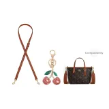 [Crossbody]Brown+Pink Crystal Cherry Charm