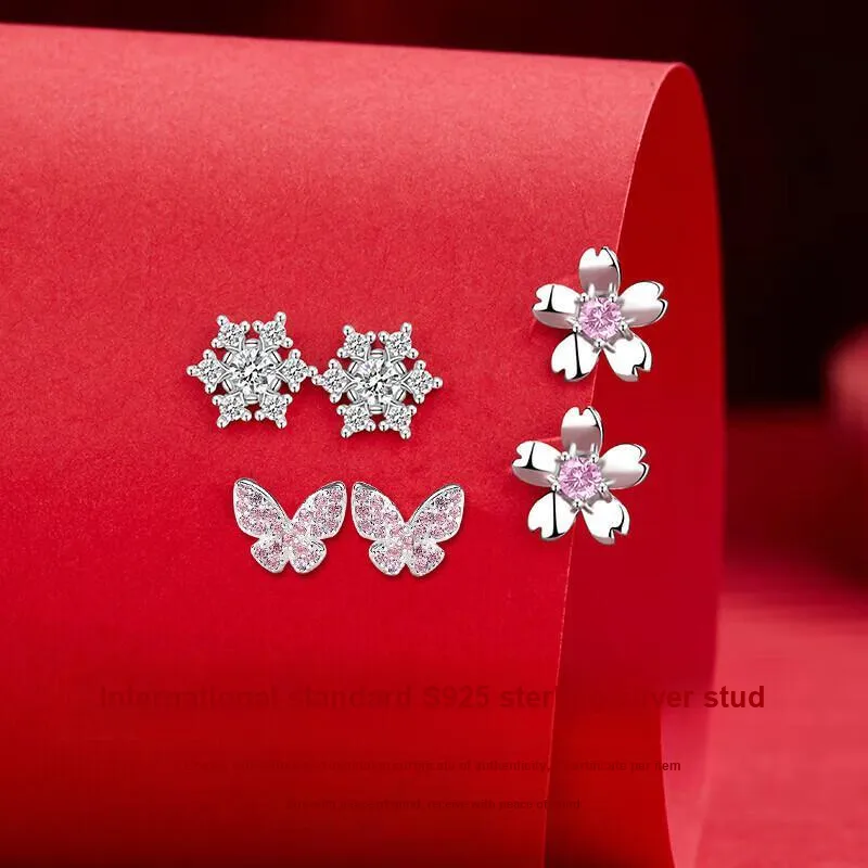GAGA S925 Silver Stud Earrings Women's-4