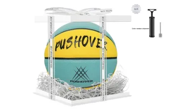 PUSHOVER PU Basketball Cyan Yellow Size 7 Training Unisex