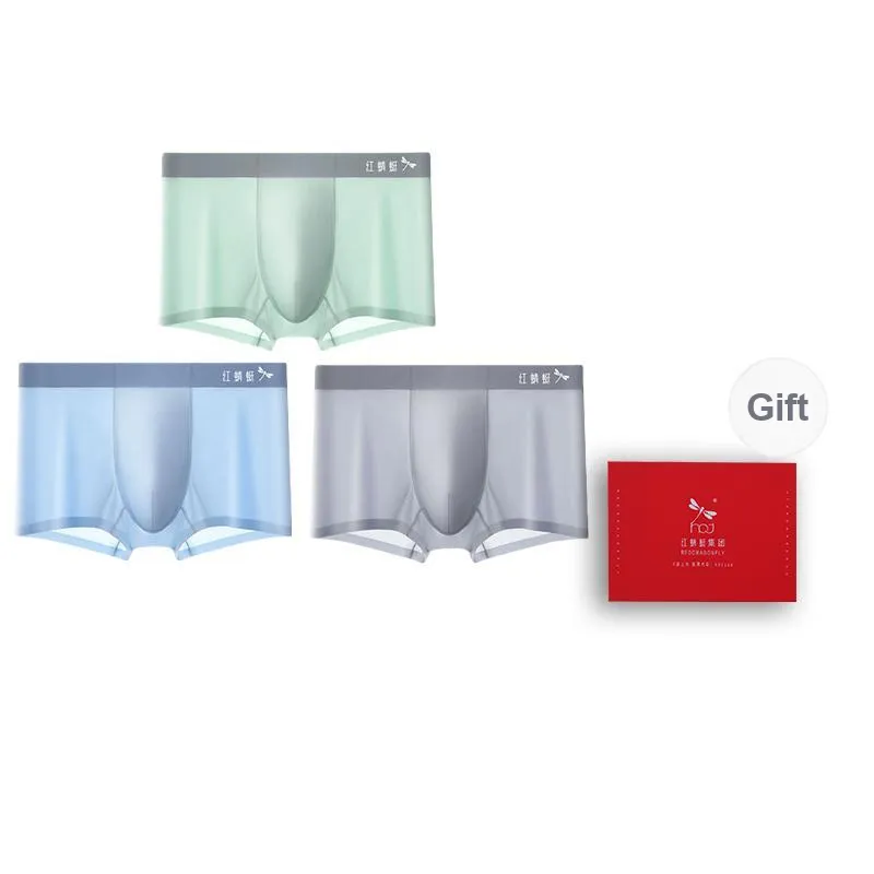 RED DRAGONFLY Ice Silk Panties Men's 3 Pack Gift Box Set-11