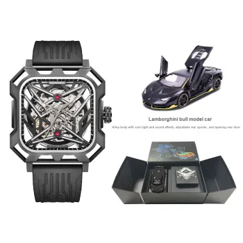 AOUKE Mechanical Movement Silicone Strap Watch Men's Watches Cut Out Dial