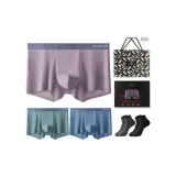 Seamless 3 Pack (Wisteria+Sky Blue+Dark Blue) with 2 Pack Socks+Shopping Bag