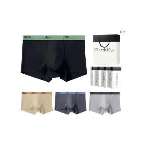 Cheekkiss Мужское нижнее белье Дышащий Антибактериальный Новинка Мода Буква MID Шаговый шов Трусики-бикини Подарочная коробка 4 упаковки