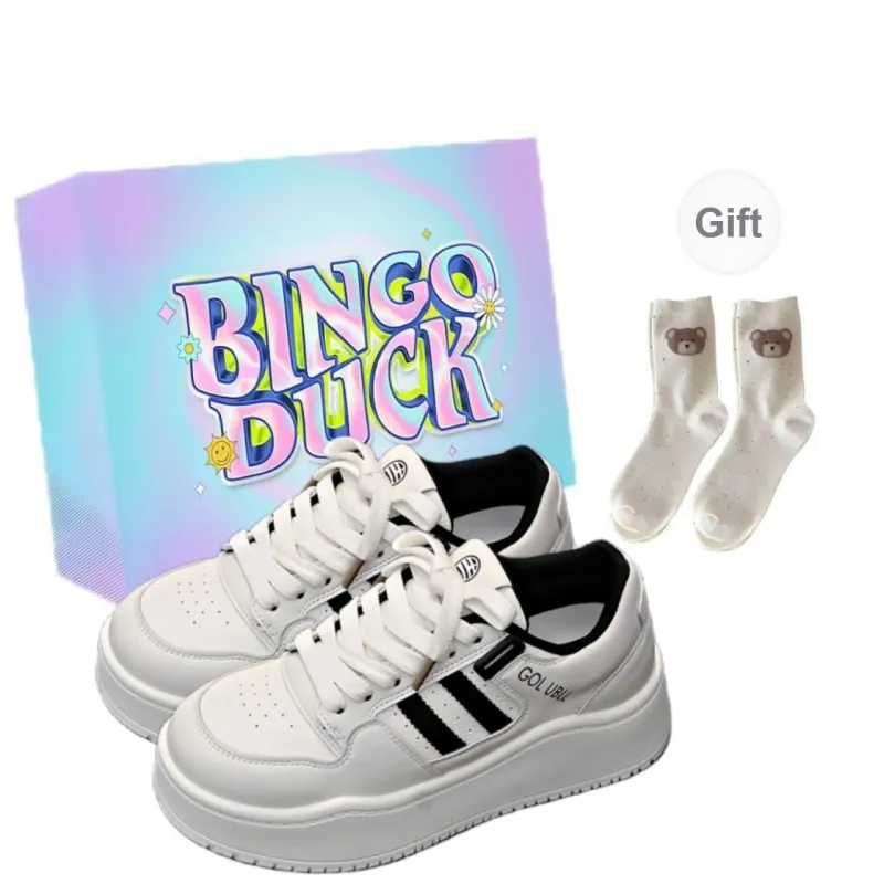 BINGO DUCK Slip Resistant Height Increasing Low Top Skateboard Shoes Women's-0